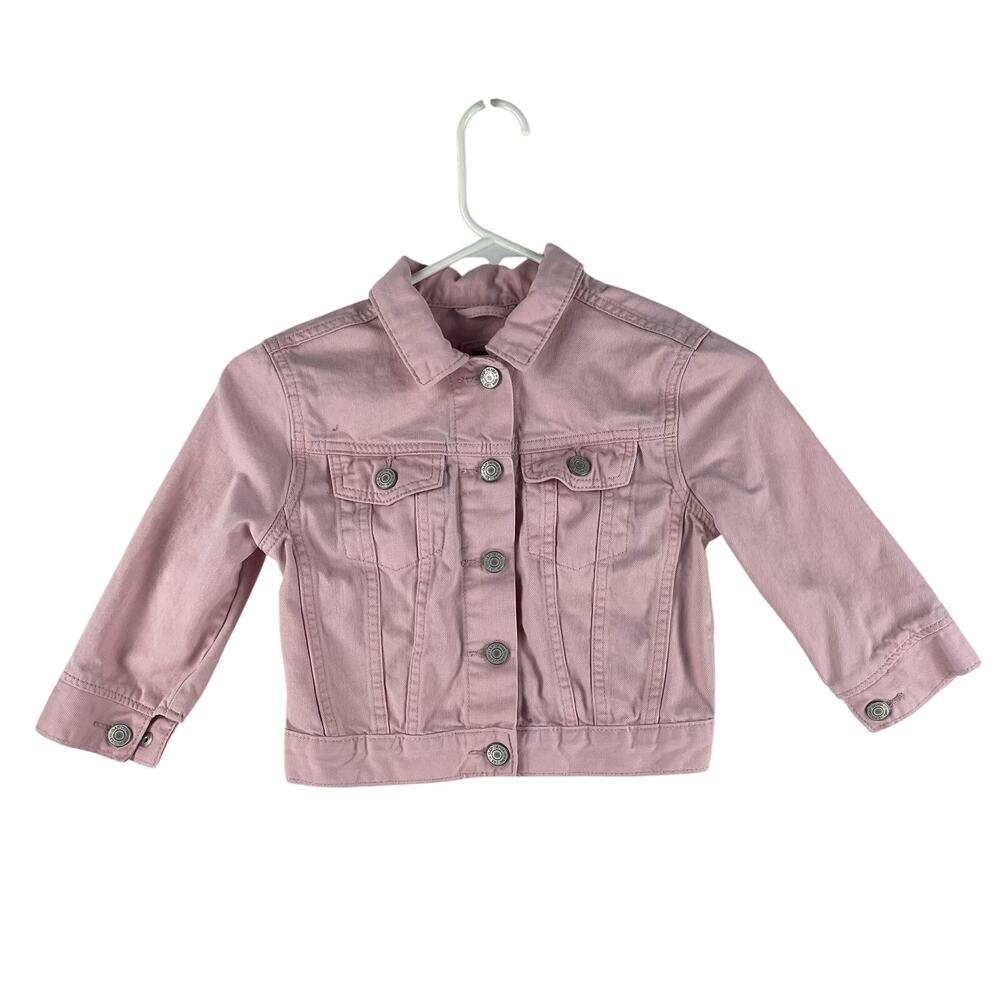 Gap Kids Girls Icon Denim Jacket S 6-7 yrs Pure Pink Trucker Button Front